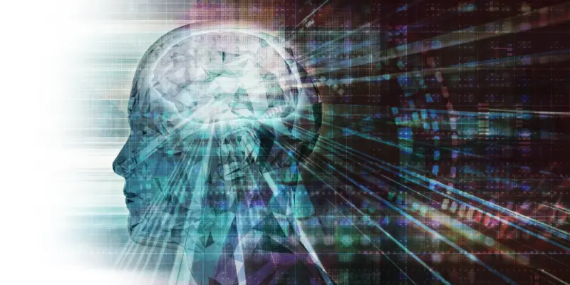 Digital illustration of a human head and brain representing mental performance